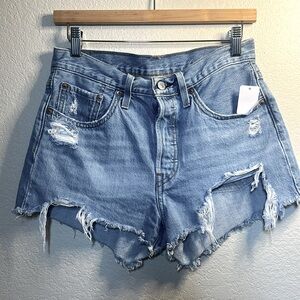 Levi 501’s Denim Distressed Cutoffs Grunge Festival Shorts